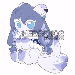 Size: 1000x1000 | Tagged: safe, artist:hedgehog29271, derpibooru import, oc, unofficial characters only, original species, pony, braid, capelet, ear piercing, female, image, jpeg, mare, multiple tails, paws, piercing, simple background, sitting, solo, tail, watermark, white background