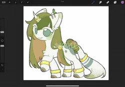 Size: 1546x1080 | Tagged: safe, artist:hedgehog29271, derpibooru import, oc, unofficial characters only, earth pony, pony, bracelet, chest fluff, commission, ear fluff, female, horn, horn ring, image, jewelry, jpeg, mare, raised hoof, ring, solo