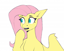 Size: 578x464 | Tagged: safe, artist:buvanybu, derpibooru import, fluttershy, pegasus, pony, animated, female, gif, image, mare, open mouth, simple background, solo, white background