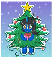 Size: 4551x5020 | Tagged: safe, artist:queenkittyok, derpibooru import, oc, oc:klodette, christmas, christmas tree, commission, holiday, image, png, tree, ych result