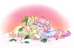 Size: 973x635 | Tagged: safe, artist:sekuponi, derpibooru import, oc, unofficial characters only, pegasus, pony, unicorn, chest fluff, image, kissing, png, sfw, simple background