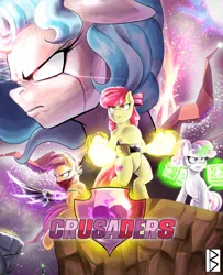 Size: 3000x3700 | Tagged: safe, artist:begoliah, derpibooru import, apple bloom, scootaloo, sweetie belle, oc, oc:scarlet judge cozy glow, earth pony, pegasus, unicorn, comic:crusaders, comic, female, g4, image, jpeg