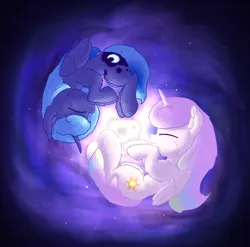 Size: 2459x2425 | Tagged: safe, artist:gosha305, derpibooru import, princess celestia, princess luna, alicorn, pony, cewestia, cheek fluff, chest fluff, cute, cutelestia, duo, duo female, eyes closed, female, fetal position, filly, filly celestia, filly luna, floating, fluffy, foal, folded wings, full body, g4, galaxy, high res, image, lunabetes, pink-mane celestia, png, royal sisters, siblings, sisters, sleeping, smiling, space, stars, upside down, wings, woona, younger