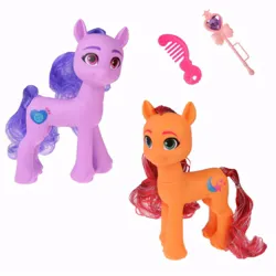 Size: 800x800 | Tagged: safe, derpibooru import, izzy moonbow, sunny starscout, earth pony, g5, bootleg, brush, brushable, comb, heart, image, jpeg, race swap, toy, unlicensed, wand
