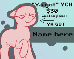 Size: 1301x1048 | Tagged: safe, artist:bluemoon, derpibooru import, oc, unofficial characters only, pony, banned from equestria daily, commission, image, png, solo, style emulation, ya got, ych example, your character here
