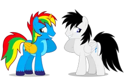 Size: 6500x4163 | Tagged: safe, artist:creedyboy124, derpibooru import, oc, oc:shane park, oc:shield wing, unofficial characters only, alicorn, pegasus, pony, alicorn oc, colored wings, gay, horn, image, male, multicolored hair, multicolored wings, pegasus oc, png, shipping, simple background, stallion, transparent background, wings