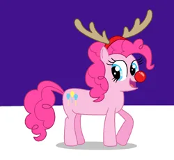 Size: 1136x1044 | Tagged: safe, artist:adrianmacha20005, derpibooru import, pinkie pie, earth pony, antlers, female, happy, image, png, rudolph nose, rudolph the red nosed reindeer, smiling, solo