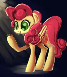 Size: 432x495 | Tagged: safe, artist:norre, ponerpics import, strawberry sunrise, pegasus, food, image, png, solo, strawberry