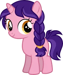 Size: 9568x11408 | Tagged: safe, artist:starryshineviolet, derpibooru import, raspberry dazzle, pony, unicorn, absurd resolution, braid, braided ponytail, female, filly, foal, gameloft, image, png, ponytail, simple background, solo, transparent background, vector