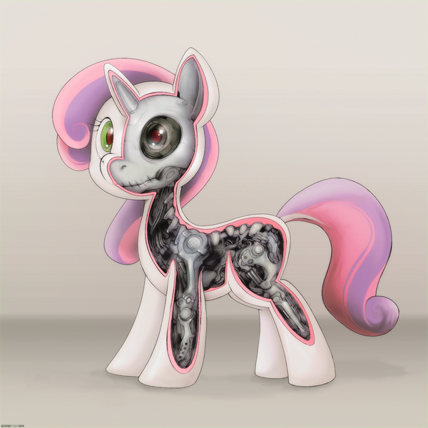 Size: 2000x2000 | Tagged: safe, artist:darkdoomer, derpibooru import, sweetie belle, pony, robot, robot pony, artificial intelligence, circuit board, cybernetic eyes, cybernetic organism, cybernetic pony, dissectibles, drawing, freeny's hidden dissectibles, g4, gears, hilarious in hindsight, image, lens, machinery, optical sight, piston, png, solo, sweetie bot, wires