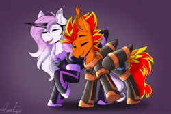 Size: 2048x1365 | Tagged: safe, artist:aurorafang, derpibooru import, oc, oc:fireheart(fire), oc:iron glamour, unofficial characters only, bat pony, pegasus, bat pony oc, bat wings, fireheart76's latex suit design, image, jpeg, latex, latex suit, pegasus oc, prisoners of the moon, rubber, rubber suit, wings