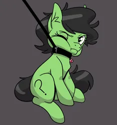 Size: 1400x1500 | Tagged: safe, artist:vodkamewtwoni, derpibooru import, oc, oc:anonfilly, oc:censy, earth pony, pony, choker, collar, female, filly, image, leash, mare, png, pulling, solo, solo female