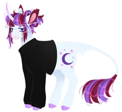 Size: 1280x1167 | Tagged: safe, artist:s0ftserve, derpibooru import, moondancer, pony, unicorn, alternate coat color, alternate design, clothes, cloven hooves, colored ear fluff, colored hooves, curved horn, ear tufts, eyeshadow, female, glasses, gradient horn, hair bun, horn, image, leonine tail, lidded eyes, looking at you, makeup, mare, png, purple eyes, simple background, smiling, smiling at you, solo, standing, sweater, tail, tail fluff, transparent background