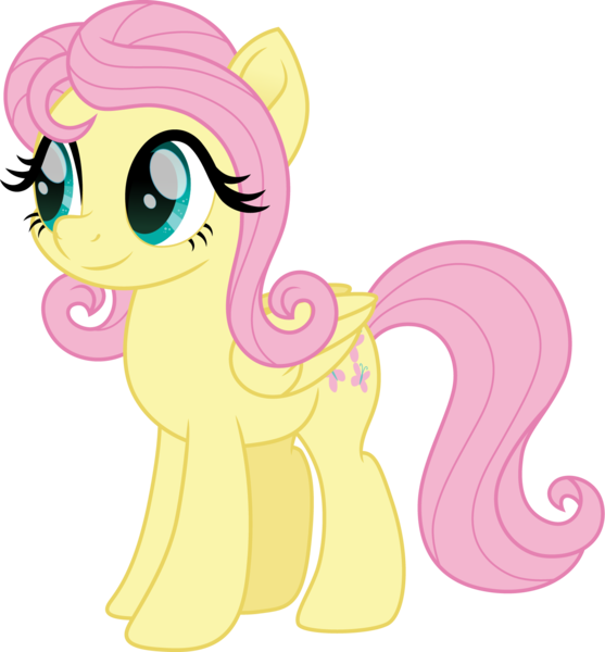 Size: 1485x1600 | Tagged: safe, artist:cloudy glow, artist:cloudyglow, derpibooru import, fluttershy, pegasus, 1969, barbie, barbie hair, female, g4, image, png, simple background, smiling, solo, transparent background