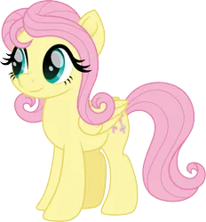 Size: 1485x1600 | Tagged: safe, artist:cloudy glow, artist:cloudyglow, derpibooru import, fluttershy, pegasus, 1969, barbie, barbie hair, female, g4, image, png, simple background, smiling, solo, transparent background