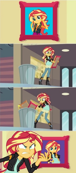 Size: 1205x2728 | Tagged: safe, derpibooru import, sunset shimmer, equestria girls, friendship games, my past is not today, rainbow rocks, angry, gritted teeth, image, jpeg, looking at you, peace sign, rage, rageset shimmer, teeth