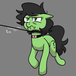Size: 2000x2000 | Tagged: safe, artist:vodkamewtwoni, derpibooru import, oc, oc:anonfilly, oc:censy, earth pony, pony, choker, collar, female, filly, image, leash, png, solo, solo female, tugging, unhappy