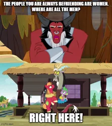 Size: 500x562 | Tagged: safe, derpibooru import, big macintosh, discord, lord tirek, spike, draconequus, dungeons and discords, image, jpeg