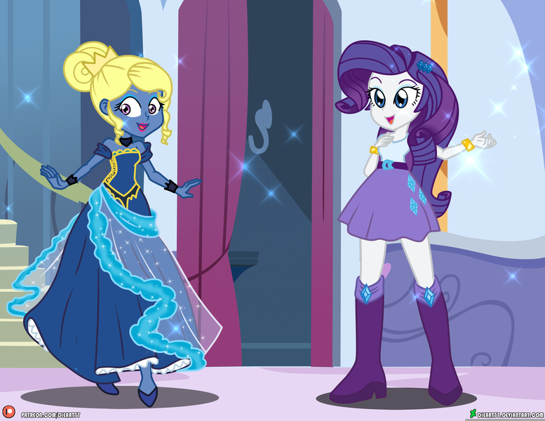 Size: 4000x3090 | Tagged: safe, artist:dieart77, derpibooru import, rarity, oc, oc:azure/sapphire, equestria girls, belt, boots, clothes, crossdressing, dress, femboy, gown, high heel boots, high heels, image, jpeg, makeover, makeup, male, princess gown, shirt, shoes, skirt, wig