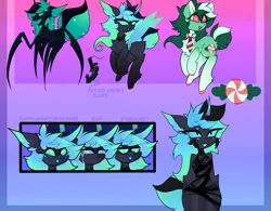 Size: 3000x2337 | Tagged: safe, alternate version, artist:minty--fresh, derpibooru import, oc, oc:minty fresh, anthro, changeling, earth pony, monster girl, monster pony, original species, spiderpony, changeling oc, cutie mark, disguise, disguised changeling, heart, heart eyes, image, png, reference sheet, wingding eyes