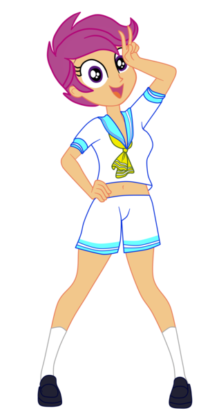 Size: 1900x3745 | Tagged: safe, artist:gmaplay, derpibooru import, scootaloo, equestria girls, clothes, image, png, pretty sailor crew, school uniform, simple background, solo, transparent background