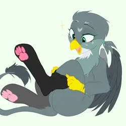 Size: 2000x2000 | Tagged: safe, artist:thieftea, derpibooru import, gabby, gryphon, clothes, image, paw pads, png, socks, solo, stockings, thigh highs, wings