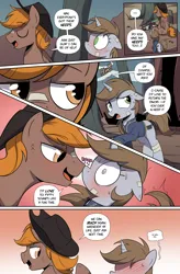 Size: 2620x4000 | Tagged: suggestive, artist:shinodage, paywalled source, oc, oc:calamity, oc:littlepip, unofficial characters only, pegasus, pony, unicorn, comic:fallout equestria: chain reaction, fallout equestria, blushing, boop, comic, dialogue, female, image, male, mare, noseboop, piplamity, png, stallion