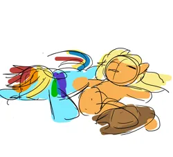 Size: 2200x2000 | Tagged: safe, artist:snowzaaah, derpibooru import, applejack, rainbow dash, pony, appledash, duo, female, image, lesbian, lying down, png, shipping, simple background, sketch, white background