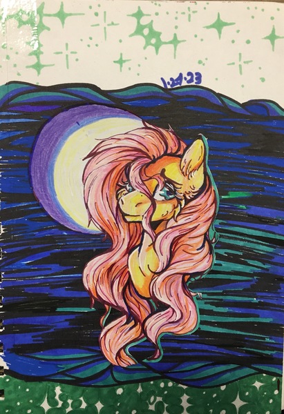 Size: 2595x3784 | Tagged: safe, artist:sweetmelon556, derpibooru import, fluttershy, pony, bust, image, jpeg, portrait, solo, traditional art