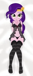 Size: 1442x3299 | Tagged: suggestive, artist:missmoonlightangel, artist:sarahthefox97, derpibooru import, pipp petals, human, equestria girls, babydoll, base used, blushing, clothes, equestria girls-ified, female, g5, g5 to equestria girls, generation leap, high res, image, jpeg, lingerie, nightgown, smiling, socks, solo, solo female, stockings, thigh highs