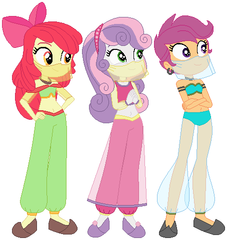 Size: 454x481 | Tagged: safe, artist:elsie1234, derpibooru import, apple bloom, scootaloo, sweetie belle, human, equestria girls, arabian, cutie mark crusaders, female, image, png, trio, trio female, veil