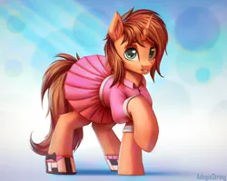 Size: 2500x2000 | Tagged: safe, artist:adagiostring, derpibooru import, oc, oc:heroic armour, unofficial characters only, pony, unicorn, blue background, clothes, crossdressing, cute, dress, dressup, green eyes, horn, image, looking at you, male, png, simple background, stallion, standing, unicorn oc