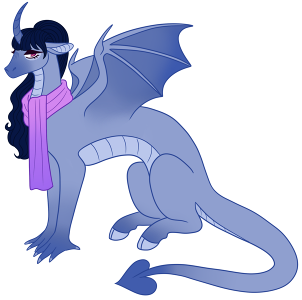 Size: 2182x2169 | Tagged: safe, artist:s0ftserve, derpibooru import, oc, dracony, dragon, hybrid, clothes, image, magical lesbian spawn, offspring, parent:princess ember, parent:rarity, parents:emberity, png, scarf, simple background, solo, transparent background