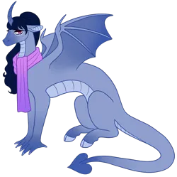 Size: 2182x2169 | Tagged: safe, artist:s0ftserve, derpibooru import, oc, dracony, dragon, hybrid, clothes, image, magical lesbian spawn, offspring, parent:princess ember, parent:rarity, parents:emberity, png, scarf, simple background, solo, transparent background