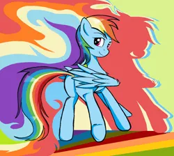 Size: 1206x1082 | Tagged: safe, artist:sallycars, derpibooru import, rainbow dash, pegasus, pony, butt, female, image, looking at you, looking back, looking back at you, mare, ms paint, plot, png, rainbow dash day, rainbutt dash, smiling, smiling at you, solo
