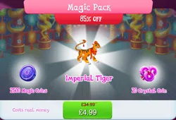 Size: 1267x860 | Tagged: safe, derpibooru import, official, big cat, tiger, bundle, clothes, costs real money, english, gameloft, hat, image, jpeg, lunar new year, magic coins, mobile game, my little pony: magic princess, numbers, sale, scarf, solo, solo focus, text, whiskers