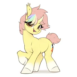 Size: 2380x2380 | Tagged: safe, artist:aquaticvibes, derpibooru import, oc, oc:ponkus, unofficial characters only, bat pony, bat pony unicorn, hybrid, pony, unicorn, :d, commission, curved horn, cute, eye clipping through hair, fangs, female, freckles, high res, horn, image, looking at you, mare, ocbetes, open mouth, open smile, png, ponysona, raised hoof, shadow, short hair, short tail, simple background, smiling, smiling at you, solo, tail, white background