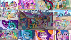 Size: 1979x1114 | Tagged: safe, derpibooru import, edit, edited screencap, editor:quoterific, screencap, hitch trailblazer, izzy moonbow, pipp petals, sparky sparkeroni, sunny starscout, zipp storm, g5, my little pony: tell your tale, spoiler:g5, spoiler:my little pony: tell your tale, spoiler:tyts01e45, delightful trifle, fifi (g5), image, mane five (g5), misty brightdawn, opaline arcana, png, ponykind parade-emonium, sugarpuff lilac, windy (g5)