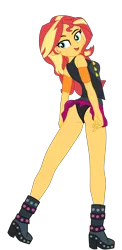 Size: 2635x5418 | Tagged: suggestive, artist:gmaplay, derpibooru import, sunset shimmer, equestria girls, ass, black underwear, breasts, bunset shimmer, butt, clothes, image, looking back, panties, panty shot, png, solo, underwear