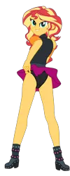 Size: 1645x4108 | Tagged: suggestive, artist:gmaplay, derpibooru import, sunset shimmer, equestria girls, ass, black underwear, bunset shimmer, butt, clothes, image, looking at you, panties, png, solo, underwear