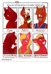 Size: 1423x2048 | Tagged: safe, artist:mscolorsplash, derpibooru import, big macintosh, sprout cloverleaf, anthro, earth pony, horse, pony, six fanarts, bella sara, bojack horseman, bust, crossover, epona, female, g5, gem, grin, halo, image, male, mare, open mouth, png, secretariat, smiling, stallion, the legend of zelda, warcraft, world of warcraft