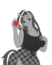 Size: 1600x2000 | Tagged: safe, artist:mdwines, derpibooru import, oc, oc:ripy, anthro, unicorn, beautiful, big breasts, black and white, breasts, clothes, commission, corset, cute, dress, grayscale, heart, hearts and hooves day, holiday, image, monochrome, png, romantic, shy, sketch, solo, thick, valentine's day, vintage, ych example, ych result, ych sketch, your character here