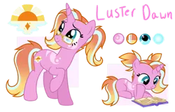 Size: 1118x715 | Tagged: safe, artist:chailicorice, artist:elementbases, derpibooru import, luster dawn, pony, unicorn, alternate eye color, alternate hair color, base used, book, cutie mark, female, filly, filly luster dawn, foal, glasses, gradient mane, image, magical lesbian spawn, mare, offspring, parent:rainbow dash, parent:starlight glimmer, parents:glimmerdash, pigtails, png, ponytail, reading, reference sheet, self paradox, self ponidox, simple background, solo, transparent background, younger