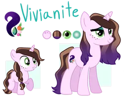 Size: 1280x1007 | Tagged: safe, artist:chailicorice, artist:elementbases, derpibooru import, oc, oc:vivianite, unofficial characters only, pony, unicorn, braid, cutie mark, female, filly, foal, freckles, gradient mane, horn, image, mare, mascara, offspring, parent:fancypants, parent:rarity, parents:raripants, png, reference sheet, self paradox, self ponidox, solo, unicorn oc