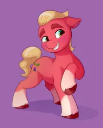 Size: 918x1143 | Tagged: safe, artist:malarkey, derpibooru import, sprout cloverleaf, earth pony, pony, blushing, colored sketch, g5, image, male, png, simple background, solo, stallion
