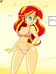 Size: 1536x2048 | Tagged: suggestive, artist:diegosagiro, derpibooru import, sunset shimmer, equestria girls, bra, breasts, clothes, female, image, inanimate tf, jpeg, mannequin, mannequin tf, panties, pink underwear, sign, solo, solo female, surprised, transformation, underwear