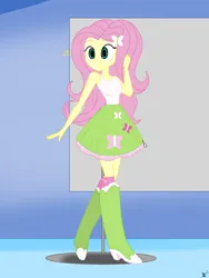 Size: 2448x3264 | Tagged: safe, artist:diegosagiro, derpibooru import, fluttershy, equestria girls, boots, clothes, high heel boots, image, inanimate tf, jpeg, mannequin, mannequin tf, price tag, shoes, solo, transformation