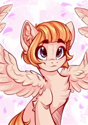 Size: 1129x1600 | Tagged: safe, artist:falafeljake, derpibooru import, oc, pegasus, female, image, jpeg, solo, spread wings, wings