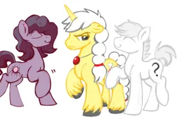 Size: 700x476 | Tagged: safe, artist:cottonsulk, derpibooru import, oc, oc:alton, oc:cottonsulk, oc:ghost pony, unofficial characters only, earth pony, pony, unicorn, dancing, image, male, png, stallion