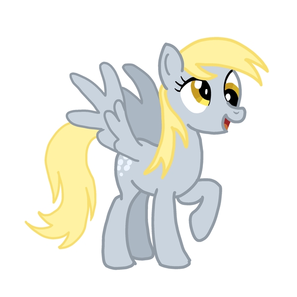 Size: 2329x2330 | Tagged: safe, artist:azhu, derpibooru import, derpy hooves, ditzy doo, pegasus, pony, digital art, image, jpeg, raised hoof, simple background, solo, spread wings, white background, wings